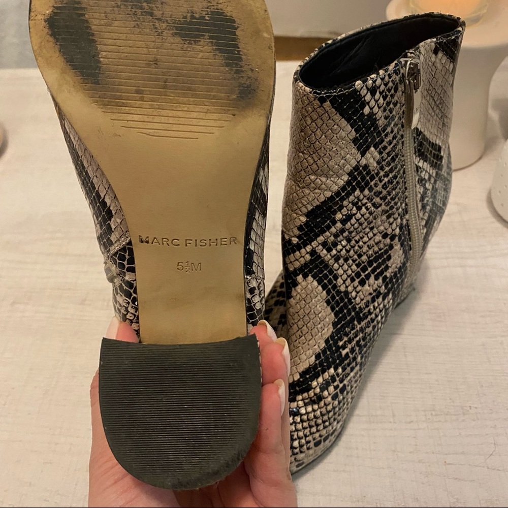 Marc Fisher Snake Print Leather Booties - image 3